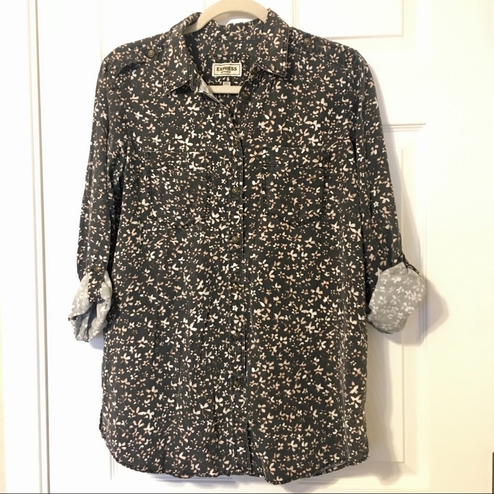 Express Boyfriend Button Down floral shirt